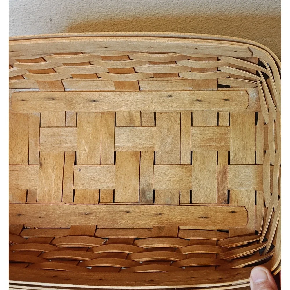 Longaberger 1995 Storage Solutions‎ Woven Wood Basket 8 Leather Handles Signed